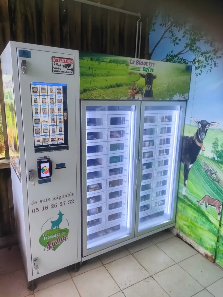 Les Fromages de Sylvie refrigerated vending machine for artisan goat’s cheese